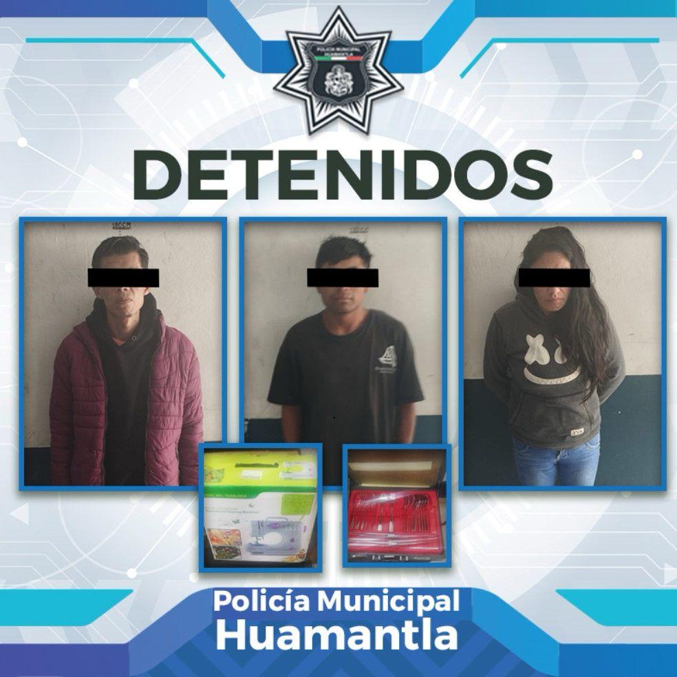 Arresta Policía de Huamantla a tres presuntos ladrones de comercios